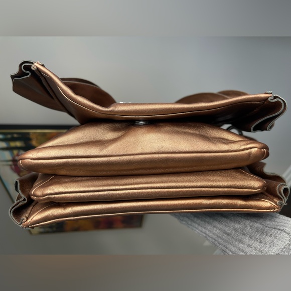 Vintage Prada Nappa Leather Shoulder Bag Ruffle Accents - Picture 12 of 16